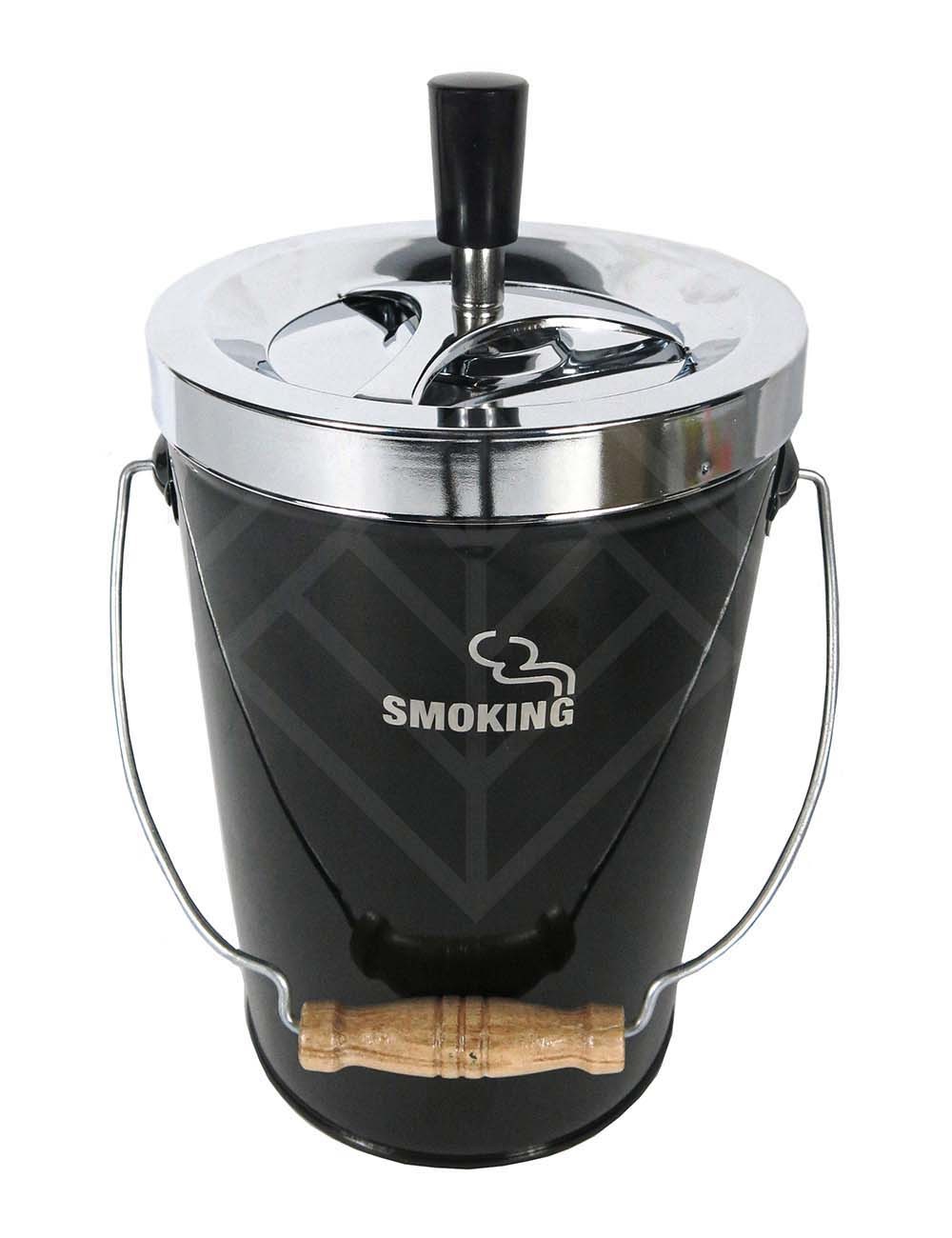 Пепельница Bucket spinning chrome/black "Smoking" 14cm